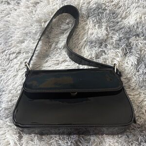 Elegant Black Patent Leather Shoulder Bag